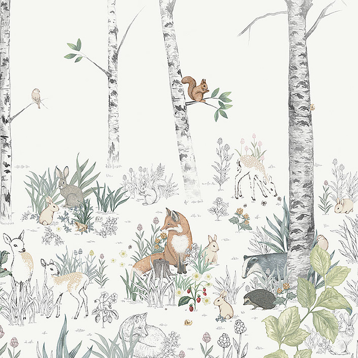 Schumacher Magic Forest Mural Ivory Wallpaper - Eade's Wallpaper