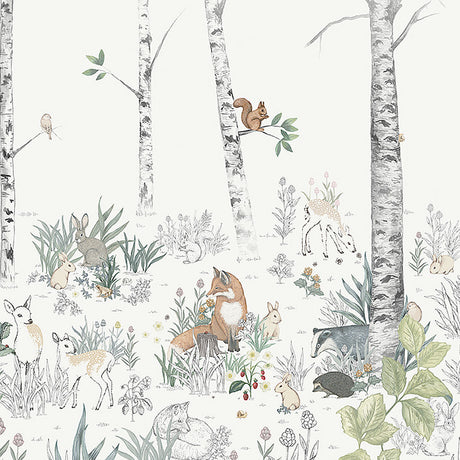 Schumacher Magic Forest Mural Ivory Wallpaper - Eade's Wallpaper