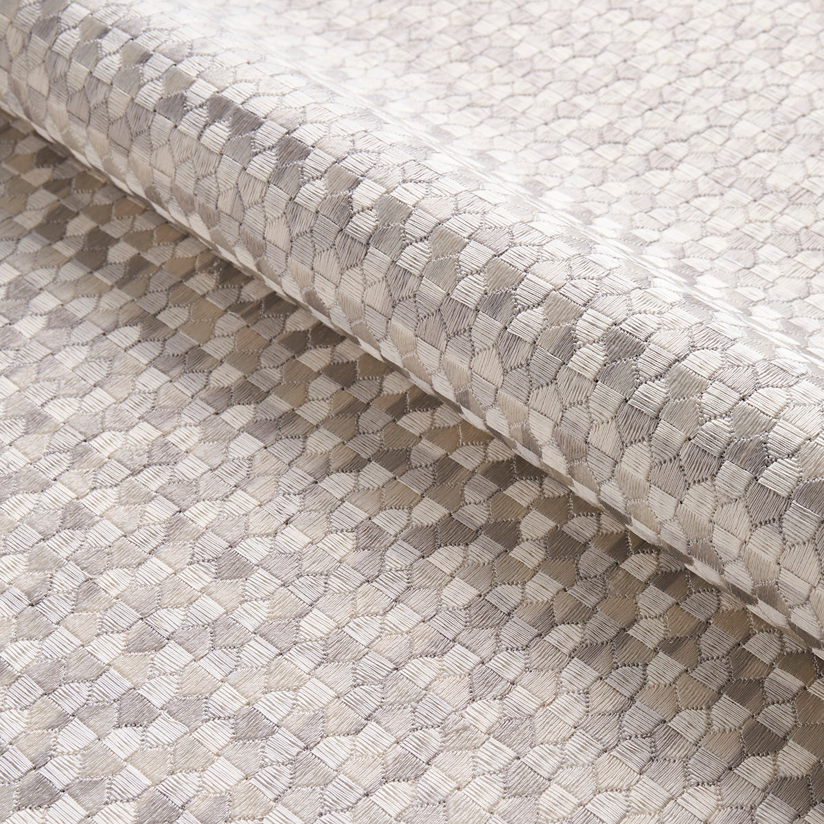 Schumacher Ivins Embroidery Grey Fabric