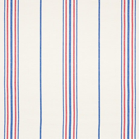 Schumacher Scarset Stripe Blue  & Red Fabric - Eade's Wallpaper