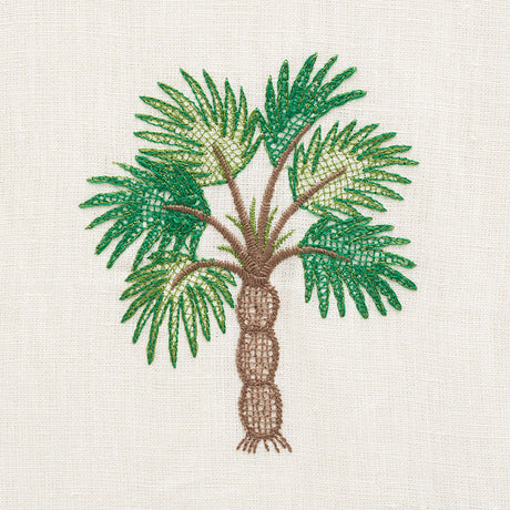 Schumacher Palmetto Beach Embroidery Green Fabric - Eade's Wallpaper