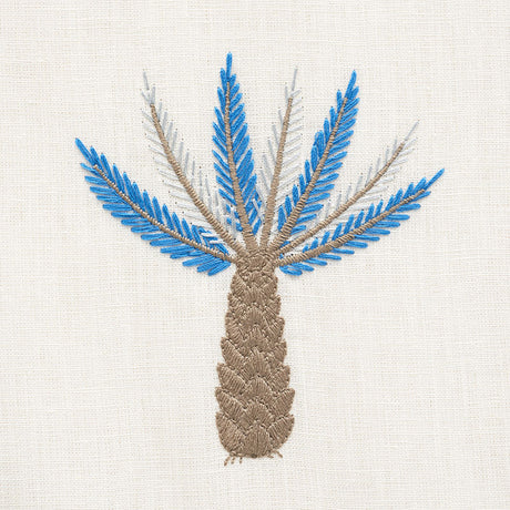 Schumacher Palmetto Beach Embroidery Blue Fabric - Eade's Wallpaper