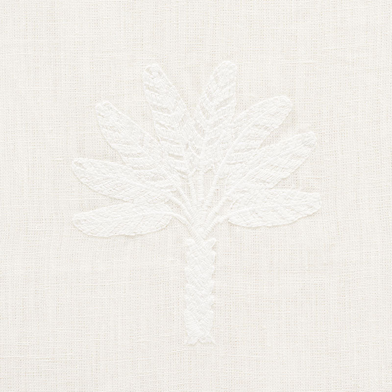 Schumacher Palmetto Beach Embroidery Ivory Fabric - Eade's Wallpaper