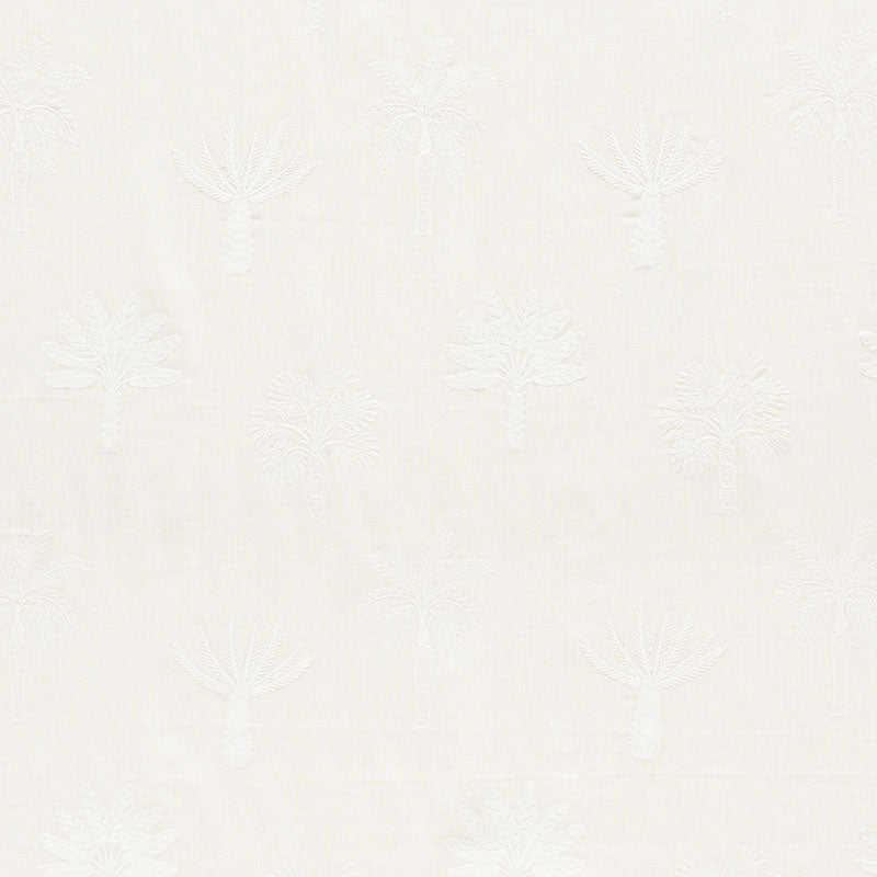 Schumacher Palmetto Beach Embroidery Ivory Fabric - Eade's Wallpaper