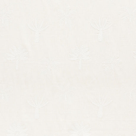 Schumacher Palmetto Beach Embroidery Ivory Fabric - Eade's Wallpaper