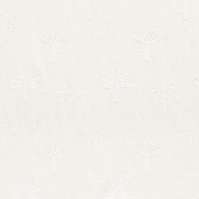 Schumacher Palmetto Beach Embroidery Ivory Fabric - Eade's Wallpaper