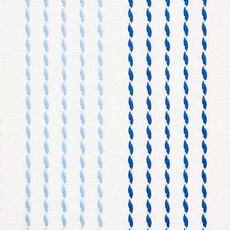 Schumacher Running Stitch Blues Fabric - Eade's Wallpaper
