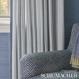 Schumacher Running Stitch Blues Fabric - Eade's Wallpaper