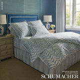 Schumacher Running Stitch Blues Fabric - Eade's Wallpaper