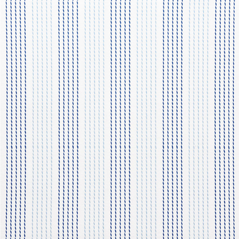 Schumacher Running Stitch Blues Fabric - Eade's Wallpaper
