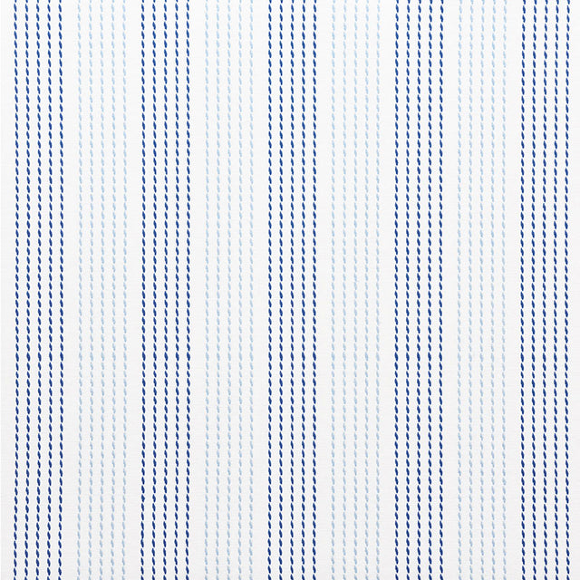 Schumacher Running Stitch Blues Fabric - Eade's Wallpaper