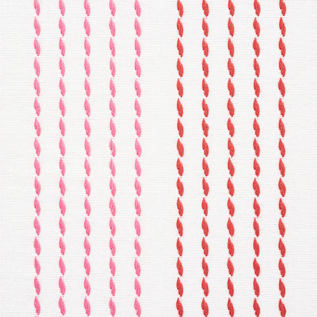 Schumacher Running Stitch Red & Pink Fabric - Eade's Wallpaper