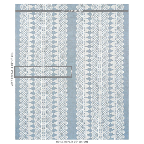Schumacher Wentworth Embroidery Chambray Fabric - Eade's Wallpaper