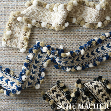 Schumacher 75650 MARACANA POM TAPE in LINEN Trim - PRIMITIVE