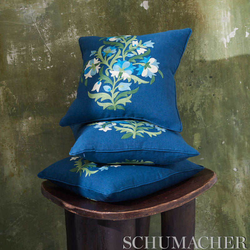 Schumacher Antalya Medallion Embroidery Aegean Fabric