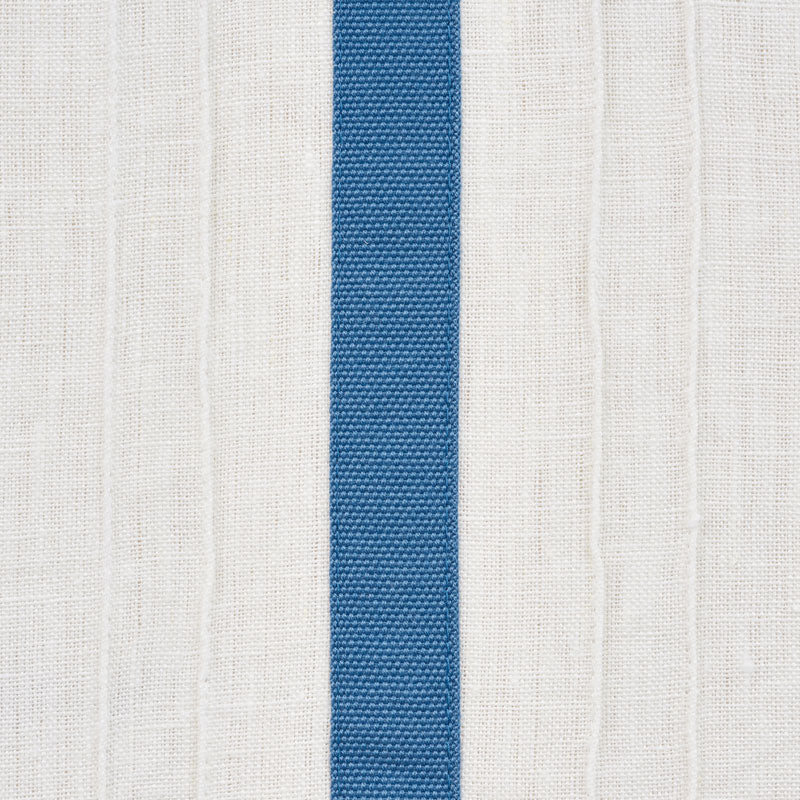 Schumacher 75760 STRIPE APPLIQUÃ‰ SHEER in BLUE Fabric - NAT