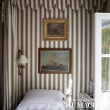 Schumacher Rafe Stripe Berber Brown Fabric - Eade's Wallpaper