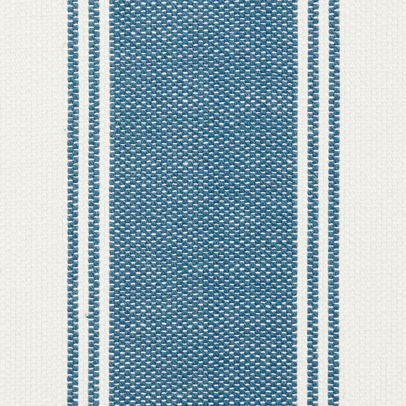 Schumacher Rafe Stripe Marine Fabric - Eade's Wallpaper