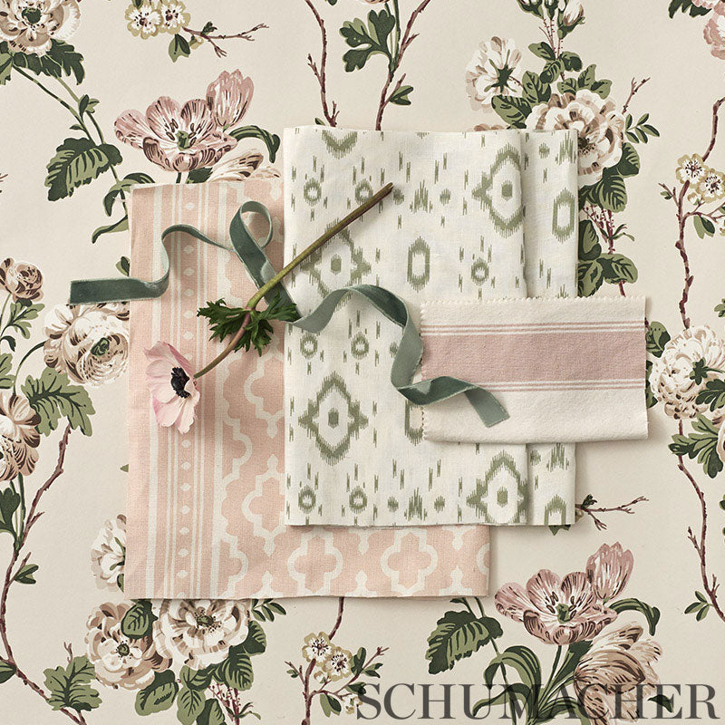 Schumacher Rafe Stripe Marine Fabric - Eade's Wallpaper