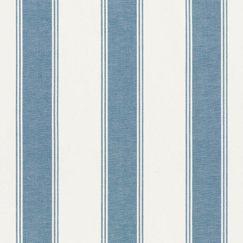 Schumacher Rafe Stripe Marine Fabric - Eade's Wallpaper
