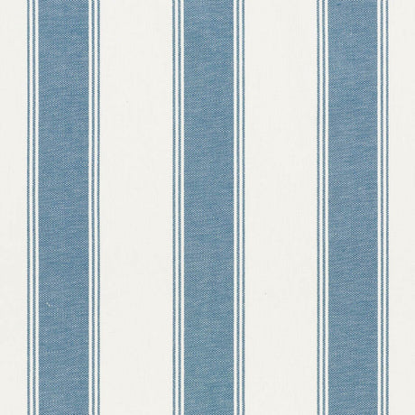 Schumacher Rafe Stripe Marine Fabric - Eade's Wallpaper