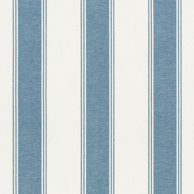Schumacher Rafe Stripe Marine Fabric - Eade's Wallpaper
