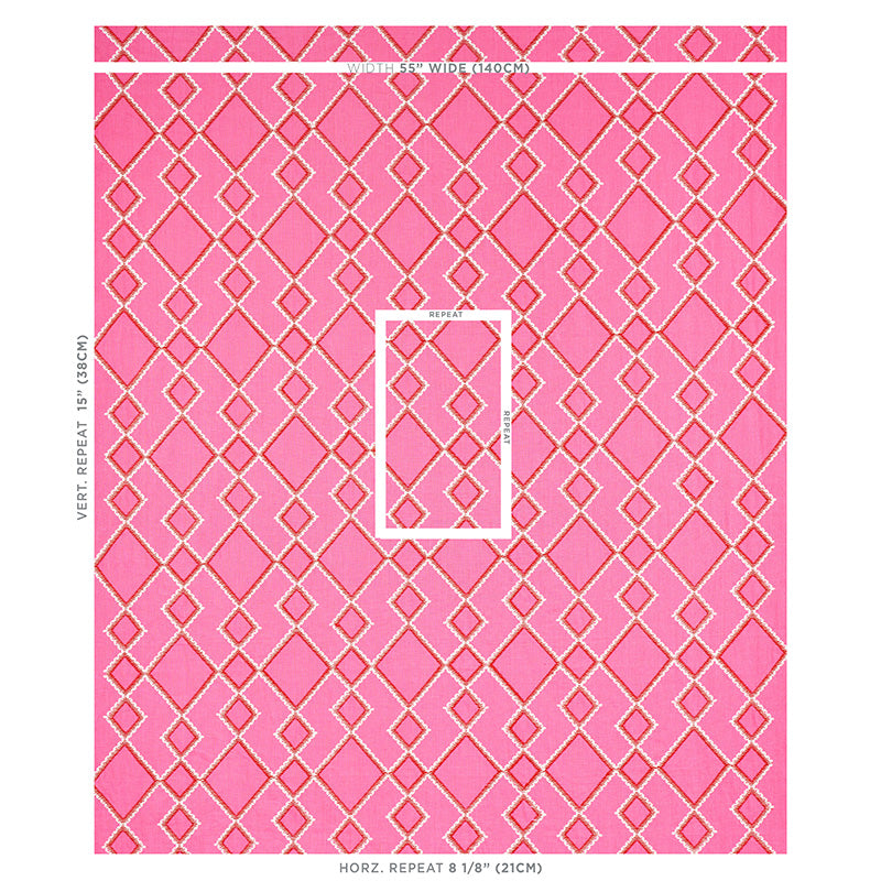 Schumacher Branson Embroidery Pink Fabric