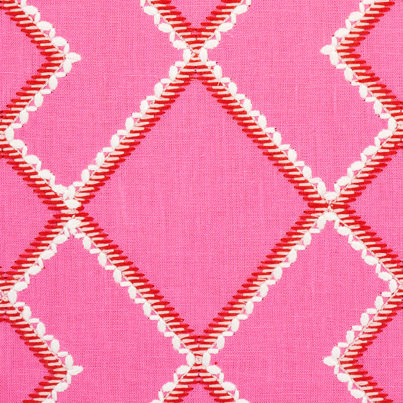 Schumacher Branson Embroidery Pink Fabric