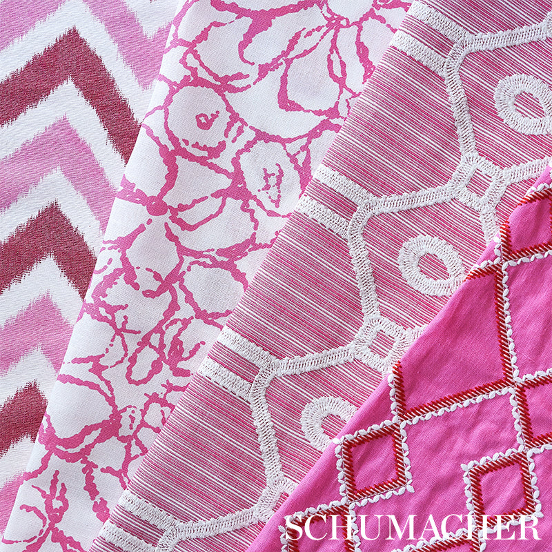 Schumacher Branson Embroidery Pink Fabric