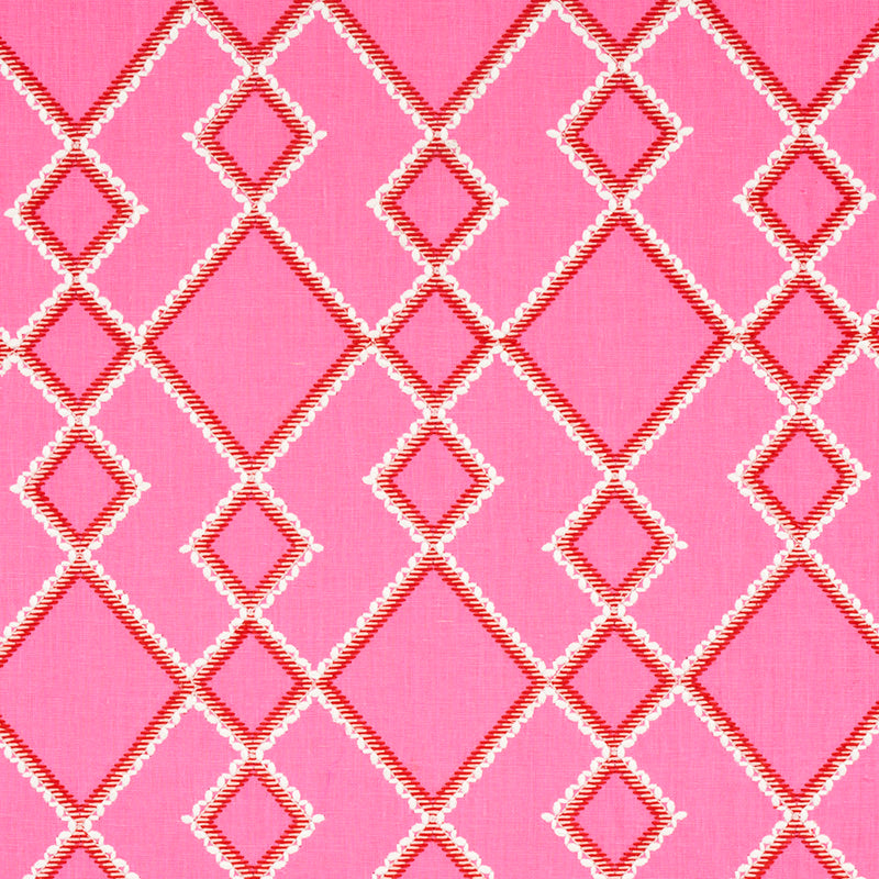 Schumacher Branson Embroidery Pink Fabric