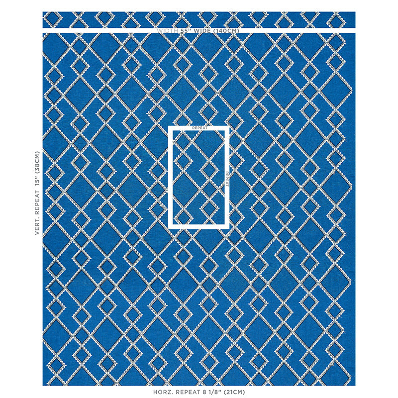 Schumacher Branson Embroidery Blue Fabric
