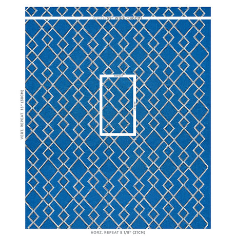 Schumacher Branson Embroidery Blue Fabric