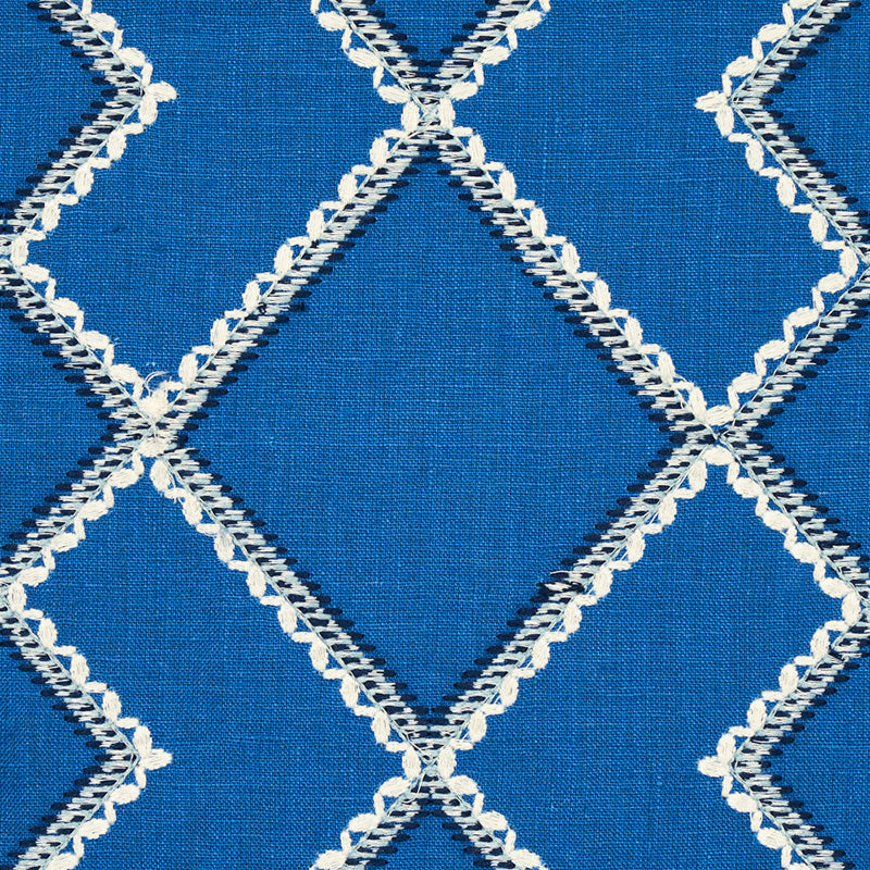 Schumacher Branson Embroidery Blue Fabric