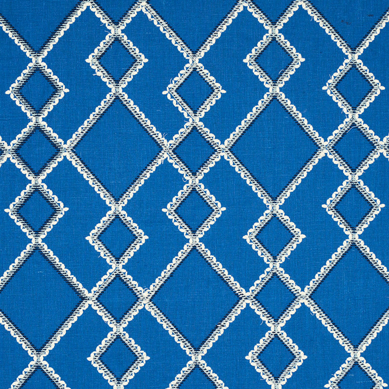 Schumacher Branson Embroidery Blue Fabric
