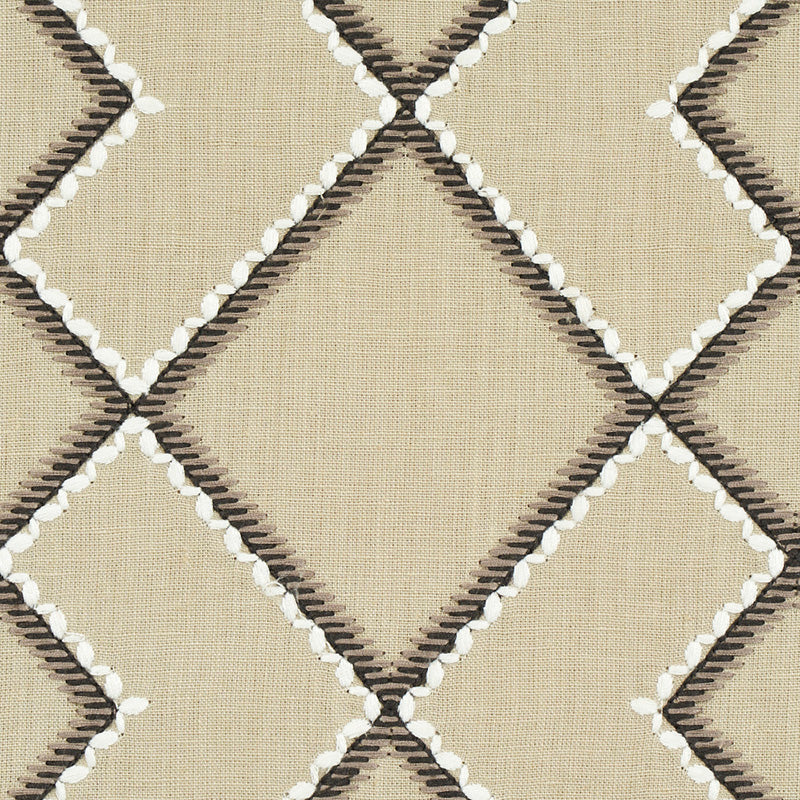 Schumacher Branson Embroidery Taupe Fabric