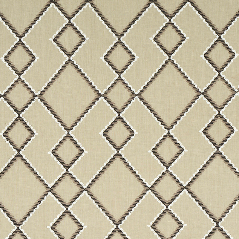 Schumacher Branson Embroidery Taupe Fabric