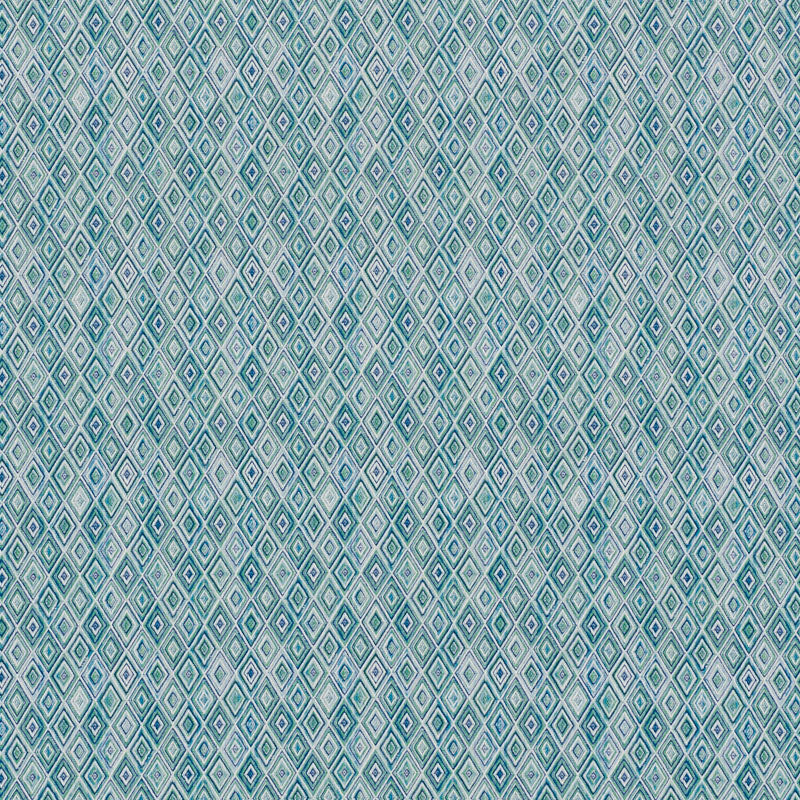Schumacher Diamond Strie Indoor/Outdoor Peacock Fabric