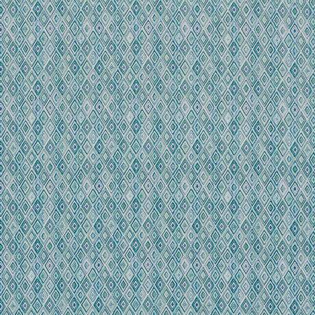 Schumacher Diamond Strie Indoor/Outdoor Peacock Fabric