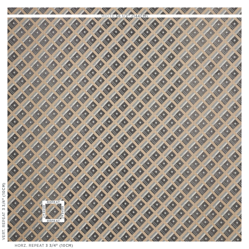 Schumacher Legrad Argyle Charcoal Fabric - Eade's Wallpaper