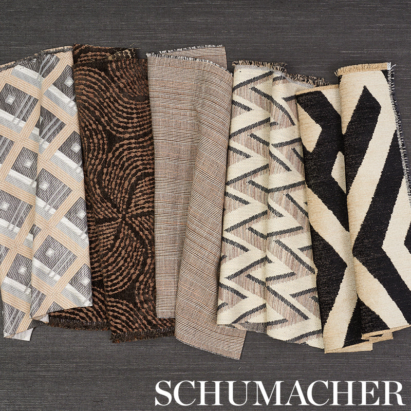 Schumacher Legrad Argyle Charcoal Fabric - Eade's Wallpaper