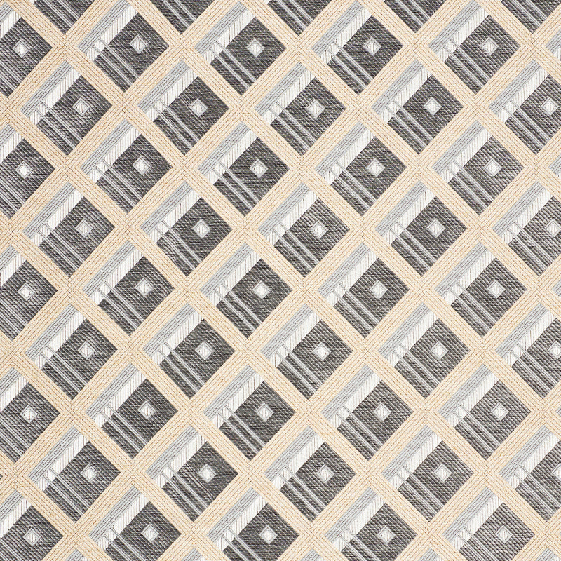 Schumacher Legrad Argyle Charcoal Fabric - Eade's Wallpaper