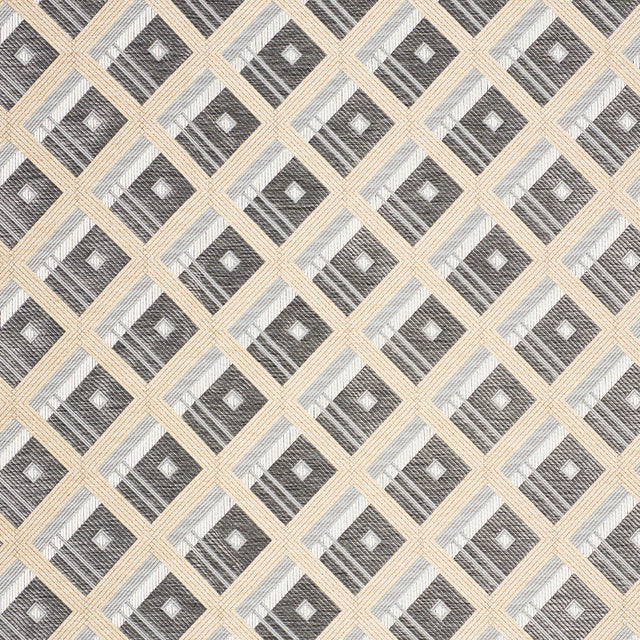 Schumacher Legrad Argyle Charcoal Fabric - Eade's Wallpaper