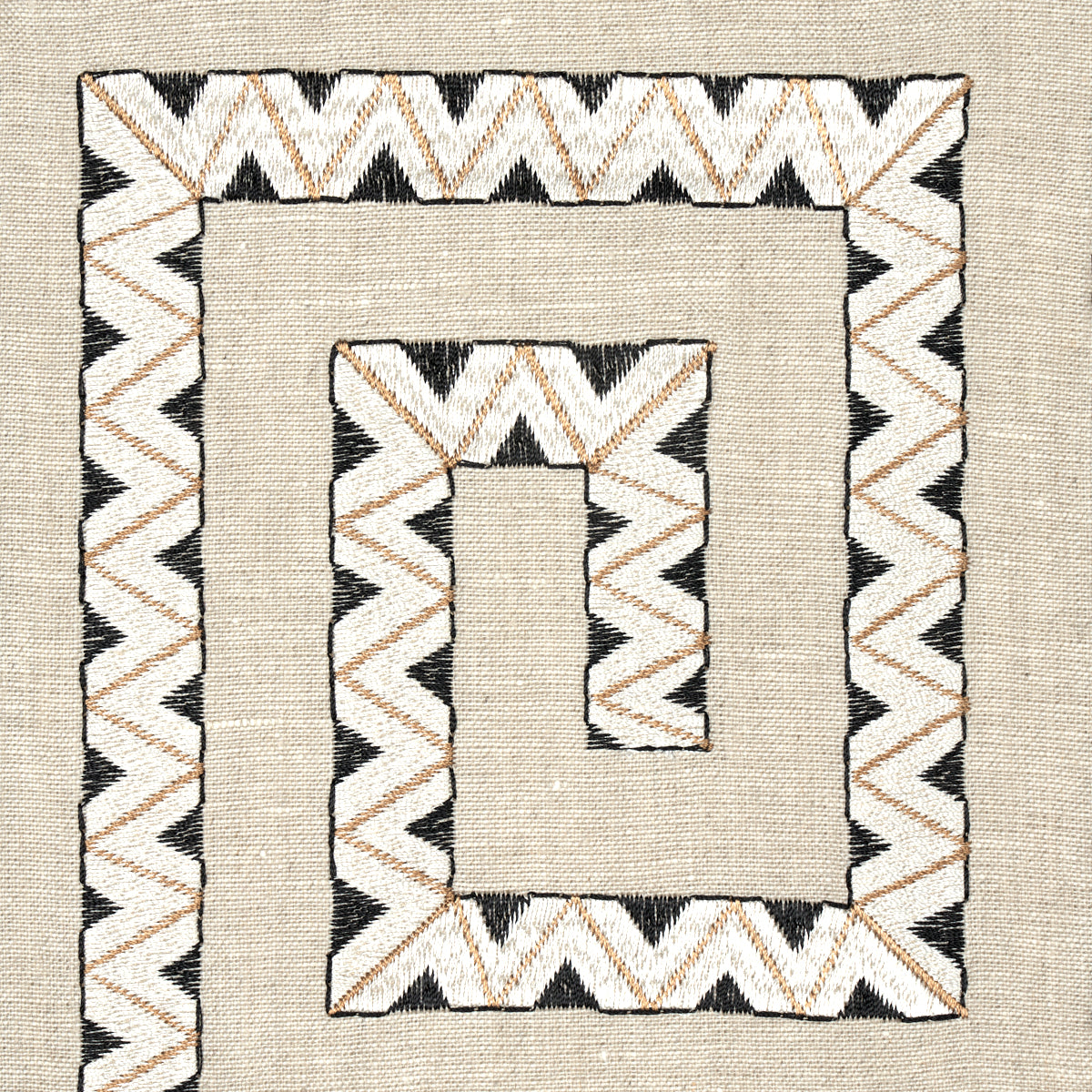 Schumacher Prado Embroidery Graphite Fabric - Eade's Wallpaper