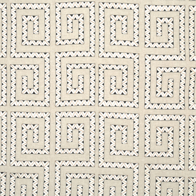 Schumacher Prado Embroidery Graphite Fabric - Eade's Wallpaper
