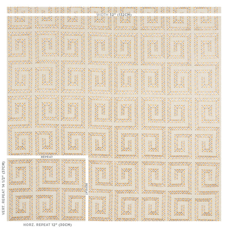 Schumacher Prado Embroidery Saffron Fabric - Eade's Wallpaper
