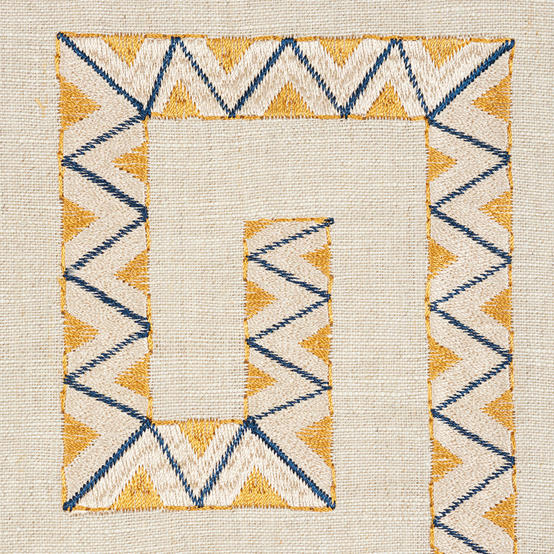 Schumacher Prado Embroidery Saffron Fabric - Eade's Wallpaper