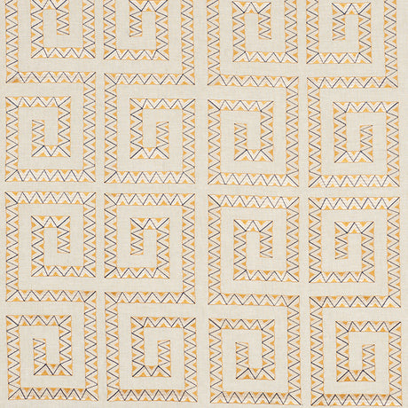 Schumacher Prado Embroidery Saffron Fabric - Eade's Wallpaper