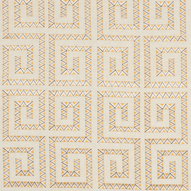 Schumacher Prado Embroidery Saffron Fabric - Eade's Wallpaper