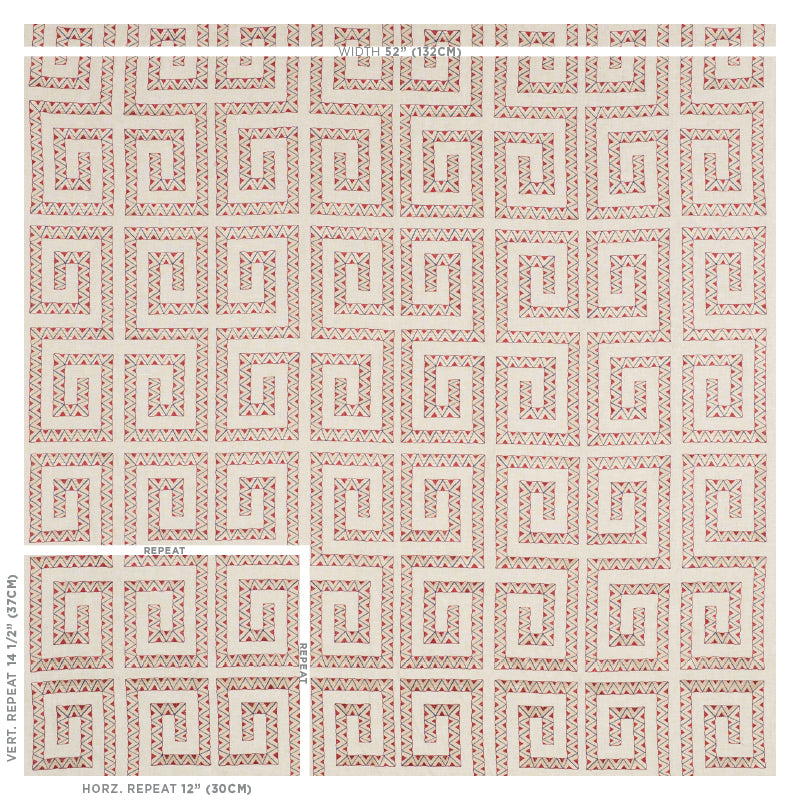 Schumacher Prado Embroidery Red Fabric