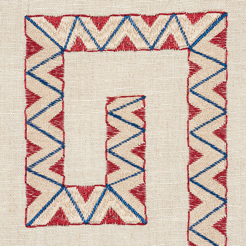 Schumacher Prado Embroidery Red Fabric